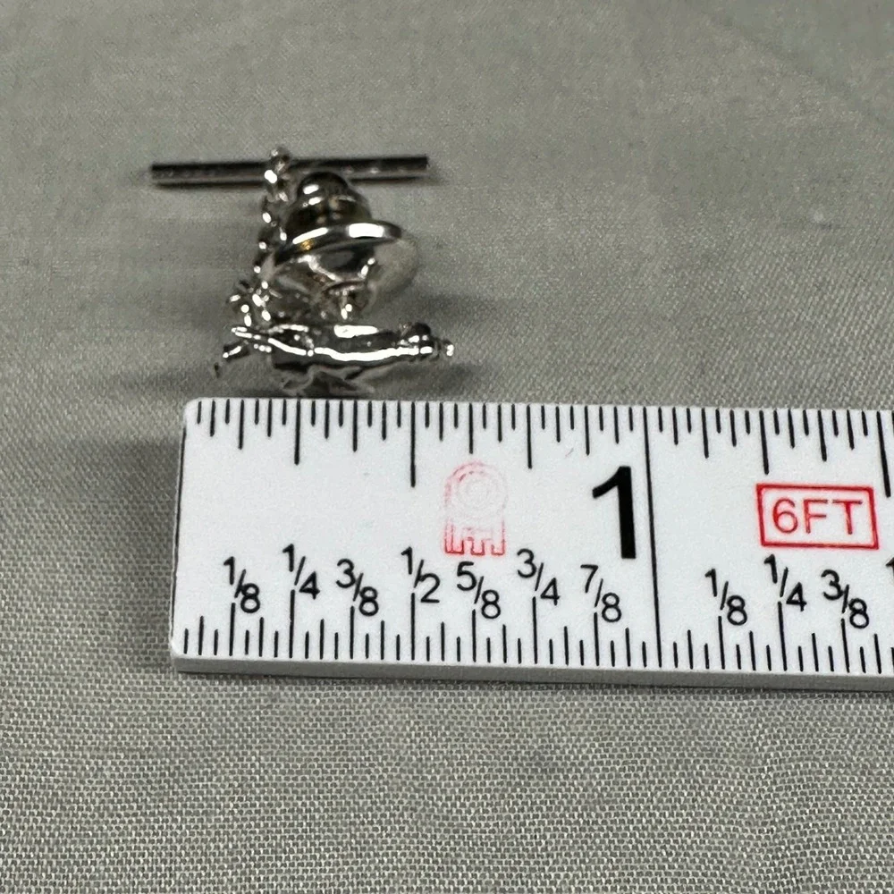 Dog Tie Tack with Chain Silver Tone Men's Lapel‎ & Tie Pin Accessory